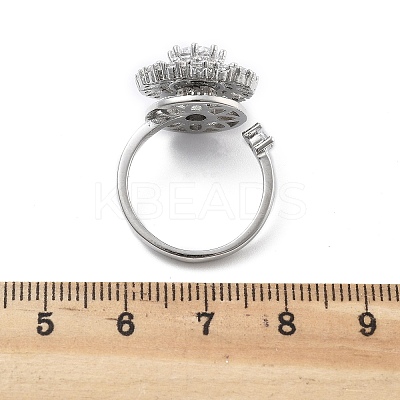 Flat Round Rotatable Open Cuff Rings for Women RJEW-S402-08P-1