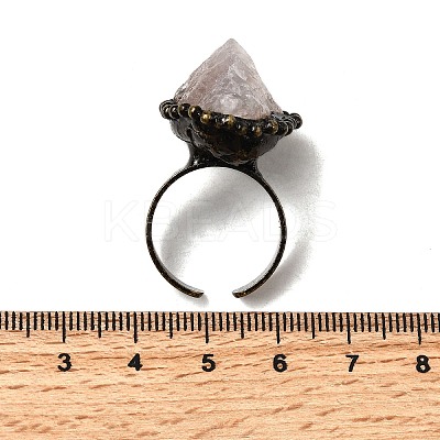 Natural Rose Quartz Irregular Nugget Open Cuff Rings G-A278-03AB-04-1