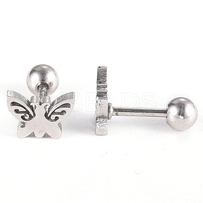 Tarnish Resistant 201 Stainless Steel Barbell Cartilage Earrings EJEW-R147-20-1