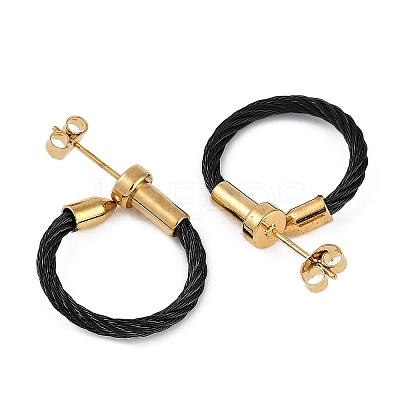 Ion Plating(IP) 304 Stainless Steel Twist Stud Earrings for Women EJEW-M023-05A-1