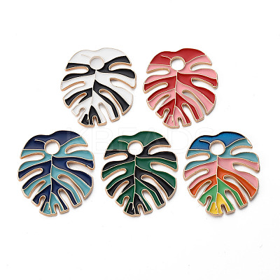 Rack Plating Alloy Enamel Pendants ENAM-T015-012-NR-1