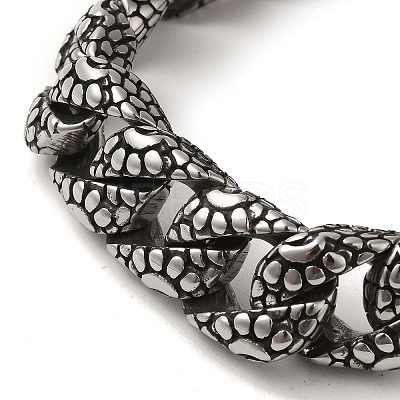 304 Stainless Steel Skull Cuban Link Chain Bracelets for Women Men BJEW-Q341-05C-AS-1