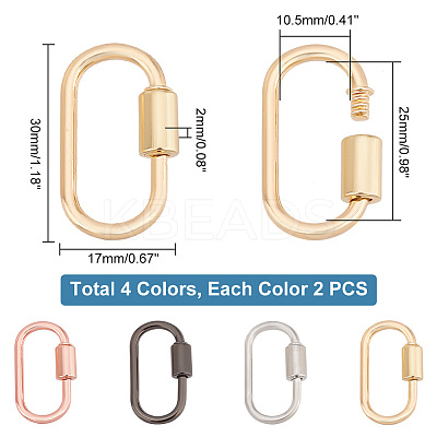 8Pcs 4 Colors Alloy Screw Carabiner Lock Charms FIND-PH0017-04-1