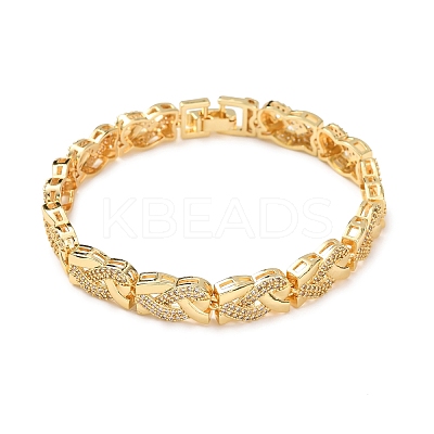 Brass Micro Pave Clear Cubic Zirconia Link Chain Bracelets for Women BJEW-F530-06G-1
