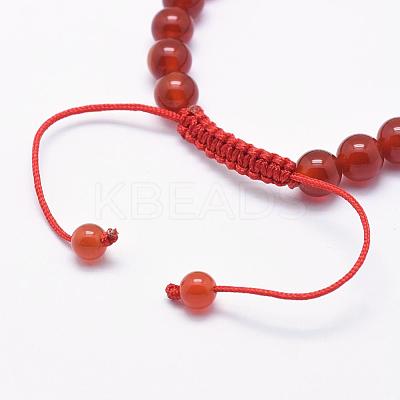 Natural Carnelian Braided Bead Bracelets BJEW-F276-G09-1