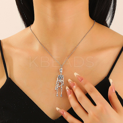 Punk Style Skeleton Skull Alloy Pendant Necklaces WH-WGF5A97-01-1