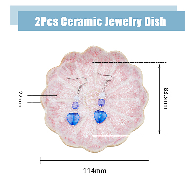 2Pcs 2 Colors Flambed Glazed Lotus Jewelry Plate for Rings Bracelets Necklaces AJEW-DC0001-38-1