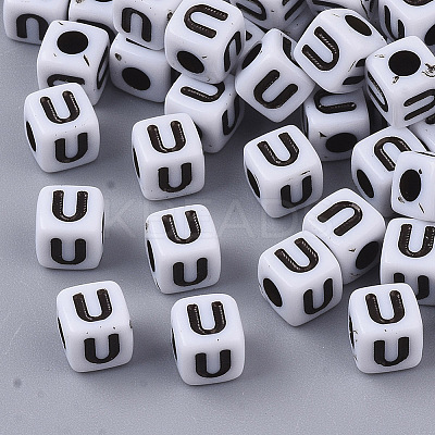 White Opaque Acrylic Beads LS-MACR-R869-02U-1