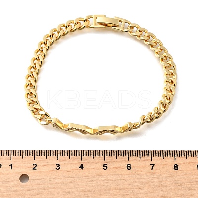 Brass Micro Pave Clear Cubic Zirconia Link Bracelets BJEW-F498-03A-G-1