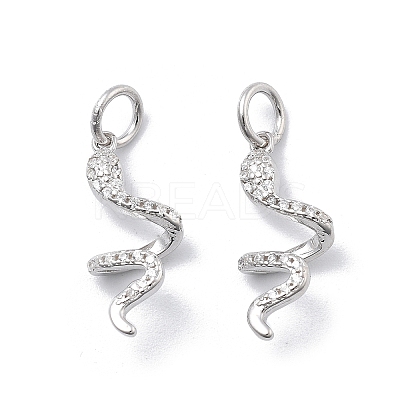 925 Sterling Silver Micro Pave Clear Cubic Zirconia Snake Pendants STER-D302-06S-1
