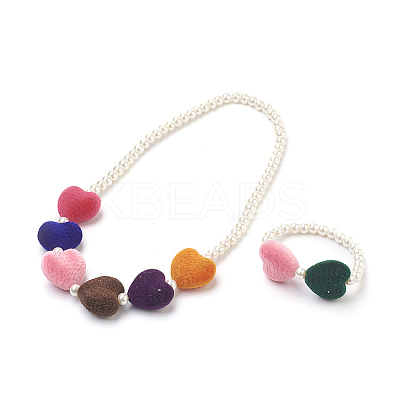 Glass Pearl Beads Jewelry Sets SJEW-JS00982-1