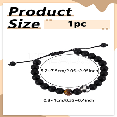 1Pc Sports Theme Glass Round Beads Braided Bead Bracelets for Unisex BJEW-LP0003-67A-1