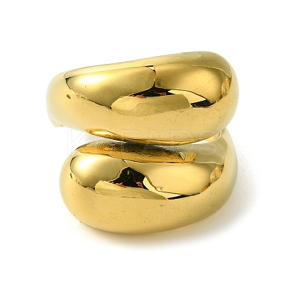 Ion Plating(IP) 304 Stainless Steel Teardrop Finger Rings for Women RJEW-Q815-08G-M-1