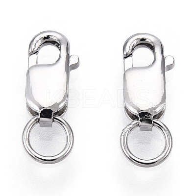 Rhodium Plated 925 Sterling Silver Lobster Claw Clasps STER-T004-83P-1