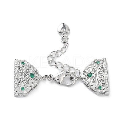 Brass Micro Pave Cubic Zirconia Chain Extender with Glass KK-G474-10P-01-1