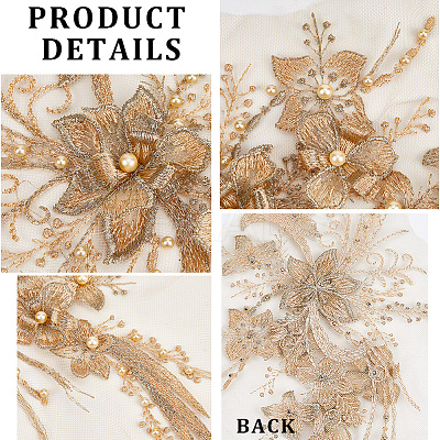 3D Flower Polyester Embroidery Sew on Appliques PATC-WH0008-48C-1