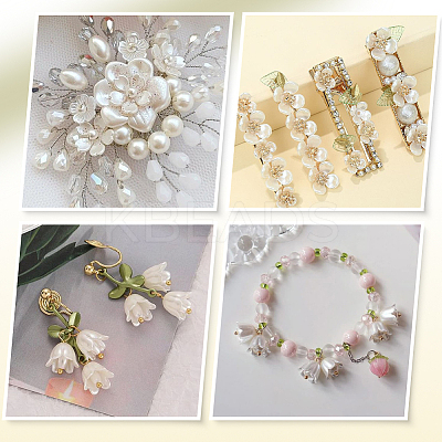 600Pcs 10 Styles ABS Plastic Imitation Pearl & Acrylic Bead Caps OACR-SC0002-34-1