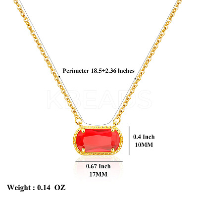 304 Stainless Steel Pave Cubic Zirconia Oval Birth Stone Pendant Necklaces for Women FS-WGC2097-01-1