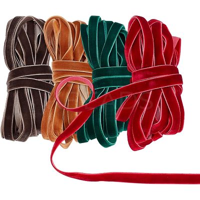 40 Yards 4 Colors Single Face Velvet Ribbons OCOR-PH0004-52-1