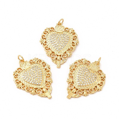 Rack Plating Brass Micro Pave Cubic Zirconia Pendants KK-I699-17G-1