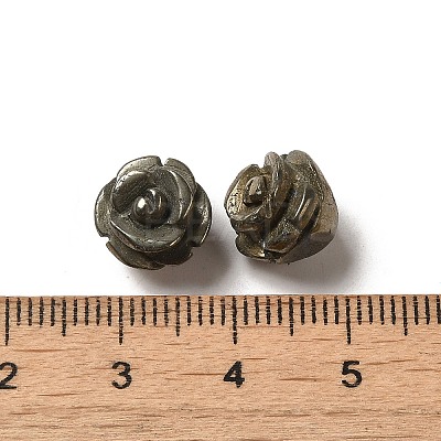 Natural Pyrite Carved Flower Scattered Beads G-O156-B-32-1