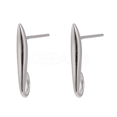 Anti-Tarnish Rhodium Plated 925 Sterling Silver Stud Earring Findings STER-K168-118P-1