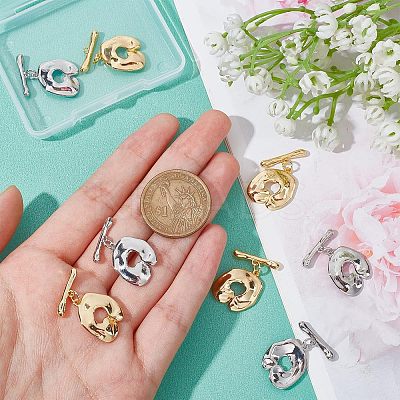 8 Sets 2 Colors Brass Toggle Clasps KK-CA0003-26-1