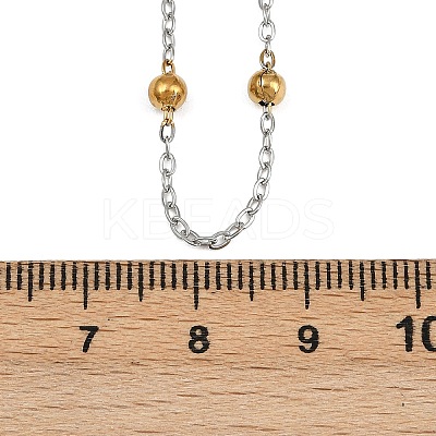 304 Stainless Steel 3MM Round Bead Cable Chain Necklaces for Women NJEW-G177-03A-GP-1