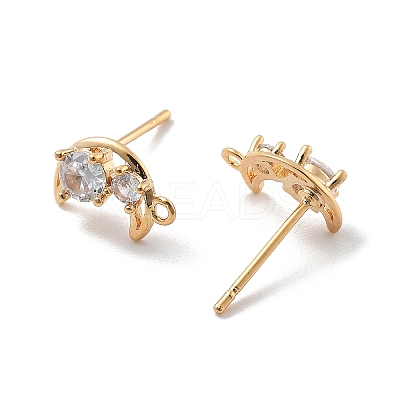 Brass Clear Cubic Zirconia Stud Earring Findings KK-A238-01D-G-1