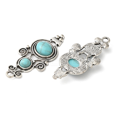Tibetan Style Alloy Pave Imitation Turquoise Pendants FIND-NH0001-06AS-1