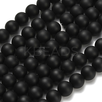 Natural Black Onyx(Dyed & Heated) Beads Strands G-Z024-01B-01-1