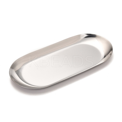 Non-Tarnish Oval 430 Stainless Steel Jewelry Display Plate STAS-P289-03P-1