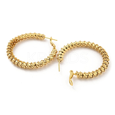 Rack Plating Brass Textured Ring Hoop Earrings EJEW-K263-33G-1