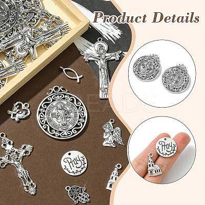 100Pcs 10 Styles Tibetan Style Alloy Pendants TIBEP-CJ0003-52-1