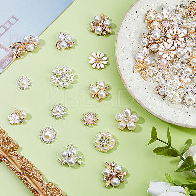 60Pcs 15 Styles Alloy Rhinestone Cabochons FIND-FH0011-73-1