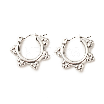 Non-Tarnish 304 Stainless Steel Flower Hoop Earrings for Women EJEW-K242-05P-1