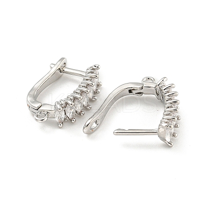 Rack Plating Brass Micro Pave Cubic Zirconia Hoop Earring Findings EJEW-C102-19P-1