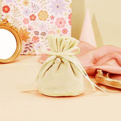 Velvet Jewelry Bags with Drawstring & Plastic Imitation Pearl TP-CJC0001-03I-1