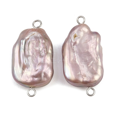 Natural Freshwater Pearl Keshi Pearl Nuggets Connector Charms STAS-D378-14P-1