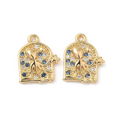 Brass Micro Pave Cubic Zirconia Charms X1-KK-C099-01E-G-1