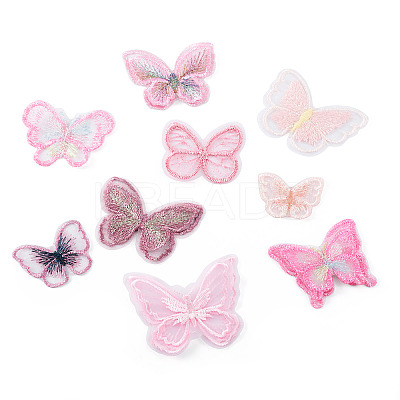 36Pcs 9 Style Butterfly Organgza Lace Embroidery Ornament Accessories DIY-BT0001-49-1