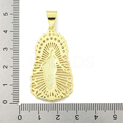Rack Plating Brass Micro Pave Clear Cubic Zirconia Pendants KK-B091-21G-01-1