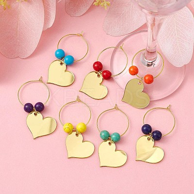 Heart Acrylic Wine Glass Charms AJEW-JO00203-1