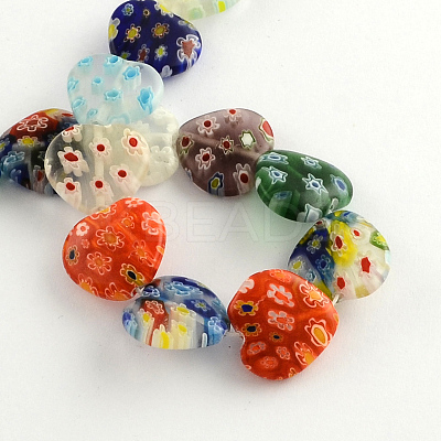 Heart Handmade Millefiori Glass Beads Strands LK-R004-67-1