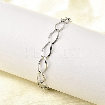 304 Stainless Steel Link Chain Bracelets for Women BJEW-A051-02P-1
