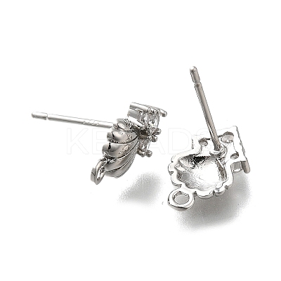 Brass Cubic Zirconia Stud Earring Finding LS-KK-Q048-15P-1