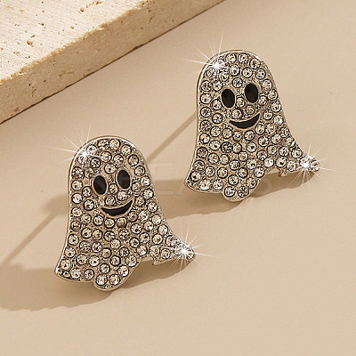 Ghost Alloy Crystal Rhinestone Stud Earrings FS-WG84691-02-1