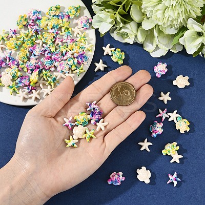 120Pcs 6 Styles Synthetic Turquoise Dyed Beads G-YW0002-30-1