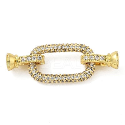 Rack Plating Brass Micro Pave Clear Cubic Zirconia Fold Over Clasps KK-A234-021B-G-1