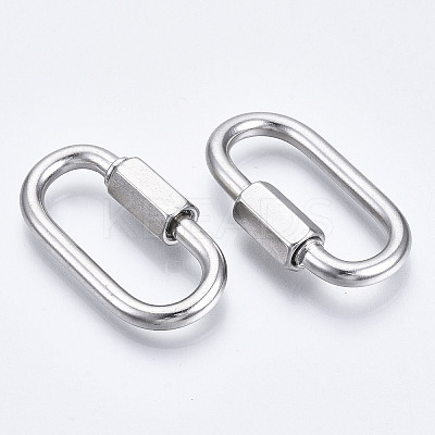 Tarnish Resistant 304 Stainless Steel Screw Carabiner Lock Charms LS-STAS-N087-25A-01-1